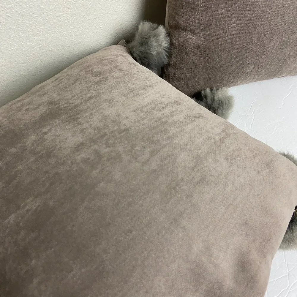 Pier 1 Set 2 pc Pillows Pom pom  Gray